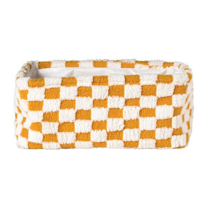 Mand checks - oranje/wit - 15x36x26 cm