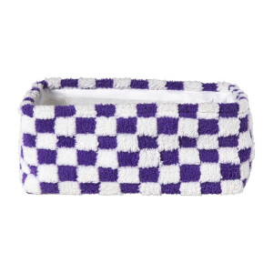 Mand checks - paars/wit - 15x36x26 cm