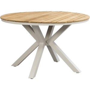 Leen Bakker - Tuintafel Perpignan - Zand - 76xØ120 Cm - Aluminium/Teakhout - Beige