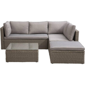 Leen Bakker - Loungeset Narbonne - Antraciet - Aluminium/Wicker - Grijs