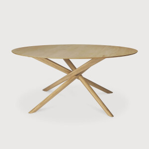 Ethnicraft Ronde Eettafel 'Mikado' Geolied Eikenhout, 150cm, kleur Naturel