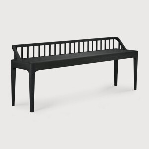Ethnicraft Eetkamerbank 'Spindle' Gevernist Eikenhout, 150cm, kleur Zwart