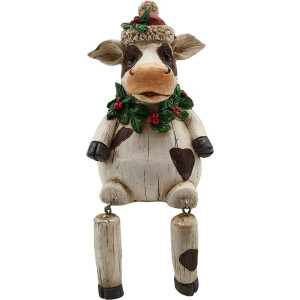 Clayre & Eef Beeld Koe 7x7x10 cm Wit Kunststof Woonaccessoires beeld decoratie Decoratieve Accessoires