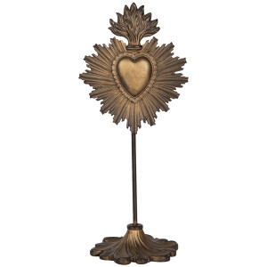 Clayre & Eef Decoratie Beeld 10x8x23 cm Goudkleurig Kunststof Heilig Hart