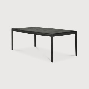 Ethnicraft Uitschuifbare Eettafel 'Bok' Gevernist Eikenhout, 180/280 x 100cm, kleur Zwart