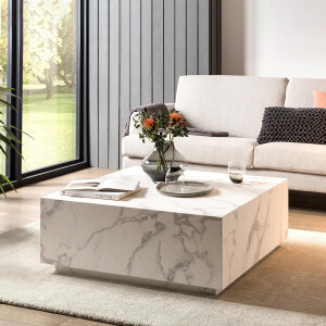 Artistiq Salontafel 'Marlenne' Marmerlook, 90 x 90cm, kleur Wit