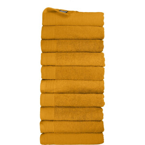 The One Towelling Classic Handdoeken - 50 x 100 cm - 10 Stuks - Voordeelverpakking - Hotelkwaliteit - 100% Gekamd katoen - Sneldrogend - Handdoekenset - Badhanddoek - Okergeel