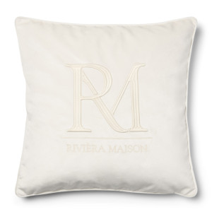 Kussenhoes RM Monogram Velvet, Wit 50x50