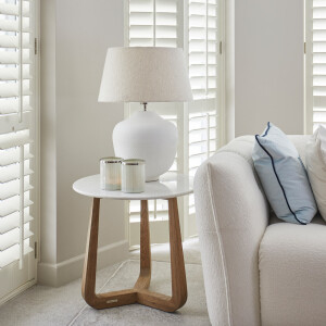 Rivièra Maison Ronde Bijzettafel 'Casone' Marmer en eikenhout, 60cm