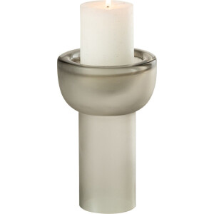 J-Line vaas/kandelaar Yara - glas - grijs - small - 20 cm hoog