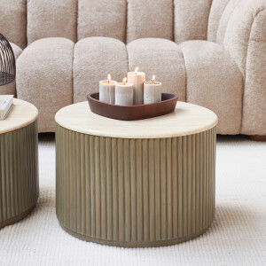Rivièra Maison Ronde Salontafel 'Villanova' Travertin en mangohout, Ø60cm