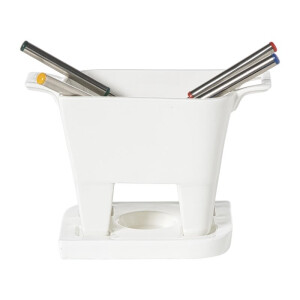 Fondue set met 4 vorken - wit - 20x12x10.5 cm