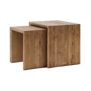 Rivièra Maison Bijzettafel 'Sant Mateu' Eikenhout, Set van 2 stuks