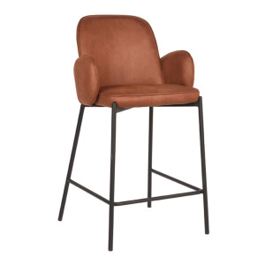 LABEL51 Barkruk 'Jari' Microfiber, kleur Cognac (zithoogte 65cm)