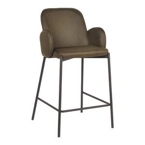 LABEL51 Barkruk 'Jari' Microfiber, kleur Army Green (zithoogte 65cm)