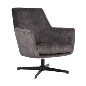 LABEL51 Draaibare Fauteuil 'Toby' Velvet, kleur Antraciet