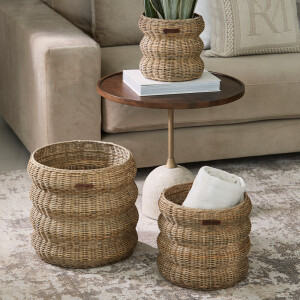 Rivièra Maison Mand 'Rustic Rattan Mennagio' Rattan Pitriet, Set van 3 stuks