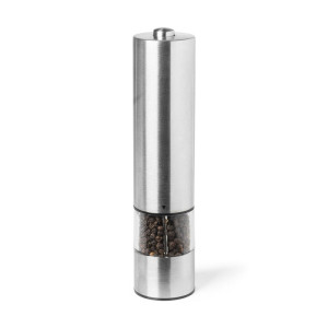 Elektrische peper/zout molen - zilverkleurig - ø5.3x22.5 cm