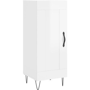 vidaXL - Dressoir - 34,5x34x90 - cm - bewerkt - hout - hoogglans - wit