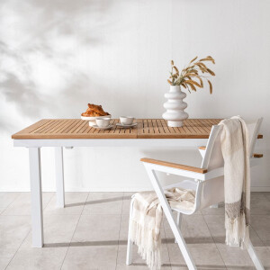 Nohr Tuintafel 'Taysha' Teakhout, 160/240 x 90cm, kleur Wit