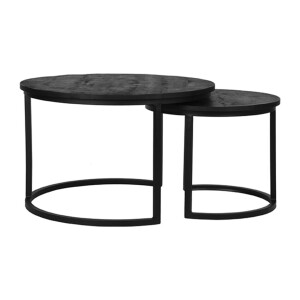 LABEL51 Salontafel 'Double' Zwart Mangohout, Set van 2 stuks