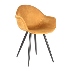 LABEL51 Eetkamerstoel 'Forli' Velvet, kleur Okergeel