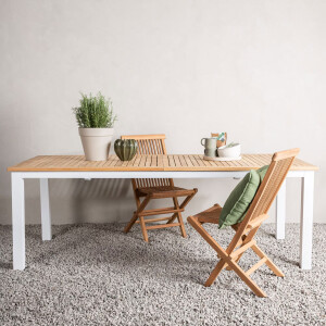 Nohr Uitschuifbare Tuintafel 'Taysha' Teakhout, 224/324 x 100cm, kleur Wit