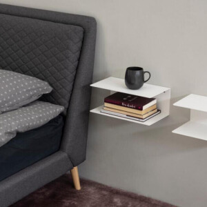 Bendt Wandplankje 'Nonny' met dubbele plank, 35cm, metaal, kleur Wit