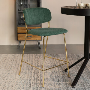 ZILT Barstoel 'Kolten' kleur Goud/Donkergroen (zithoogte 65cm)