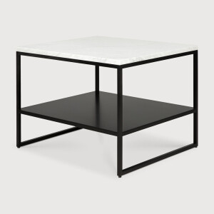 Ethnicraft Bijzettafel 'Stone' Carrara Marmer, 60 x 53cm, kleur Wit