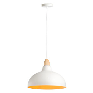 Leen Bakker - Hanglamp Canyon - Ø35,5x80 Cm - Hout/IJzer - Wit - 35.5x35.5x80 Cm