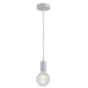 Leen Bakker - Pendel Hanglamp - E27 - 200 Cm - Kunststof - Wit - 10x10x200 Cm