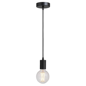 Leen Bakker - Pendel Hanglamp - E27 - 200 Cm - Kunststof - Zwart - 10x10x200 Cm