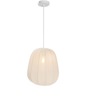 Leen Bakker - Hanglamp Fenne - Metaal - E27 - 150xØ35 Cm - Metaal/Stof - Wit