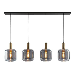 Leen Bakker - Hanglamp Toulouse 4-lichts - 150x120x10 Cm - Glas - Zwart