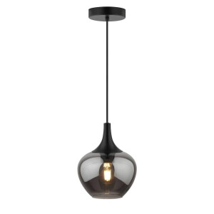Leen Bakker - Hanglamp Lola - Smoke Metaal/ - 150xØ19 Cm - Glas - Zwart