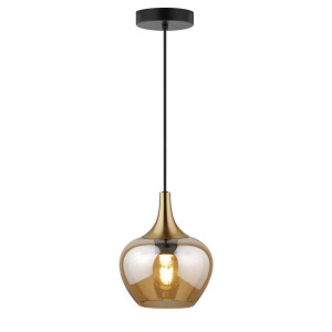 Leen Bakker - Hanglamp Lola - Amber Metaal/ - 150xØ19 Cm - Glas - Bruin