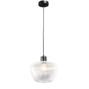 Leen Bakker - Hanglamp Yosemite - Helder/mat Zwart - Ø25x120 Cm - Metaal/Glas - Transparant#Zwart