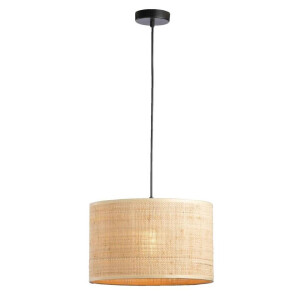 Leen Bakker - Hanglamp Romana - Naturel - Ø35x120 Cm - Rotan - Beige#Zwart
