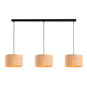 Leen Bakker - Hanglamp Romana - 3-lichts - Naturel - 120x115 Cm - Rotan - Beige#Zwart