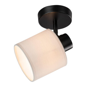 Leen Bakker - Spot Amani - Zwart/off-white - E27 - Metaal - Zwart#Beige - 14x14x15 Cm
