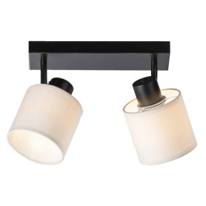 Leen Bakker - Spot 2-lichts Amani - Zwart/off-white - E27 - Metaal - Beige#Zwart - 30x15x15 Cm