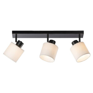 Leen Bakker - Spot 3-lichts Amani - Zwart/off-white - E27 - Metaal - Beige#Zwart - 65x14x18.5 Cm