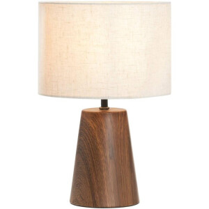 Leen Bakker - Tafellamp Finne - Bruin Metaal - E27 - 37xØ23 Cm - Stof/Metaal - Bruin#Crème - H35 Cm