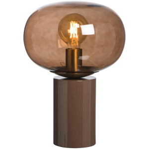 Leen Bakker - Tafellamp Marlon E27 - Metaal/Glas - Bruin - 36.5x25x25 Cm