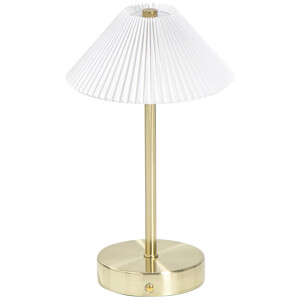 Leen Bakker - Tafellamp Delia Goudkleur USB LED - 27x16x16 Cm - Metaal/PVC - Wit#Goudkleurig