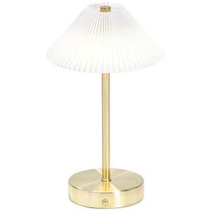 Leen Bakker - Tafellamp Delia Goudkleur USB LED - 27x16x16 Cm - PVC/Metaal - Wit#Goudkleurig