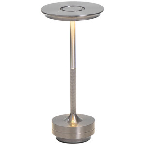 Leen Bakker - Tafellamp Lux Gunmetal USB LED - 27,5x13x13 Cm - Metaal - Zilverkleurig