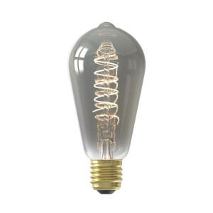 Leen Bakker - Calex LED-rustieklamp - Titaniumkleur - E27 - Glas - Grijs - H14 Cm