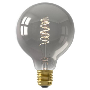 Leen Bakker - LED Globelamp Dimbaar - Titanium - E27 - 4W - Glas - Grijs - H14 Cm